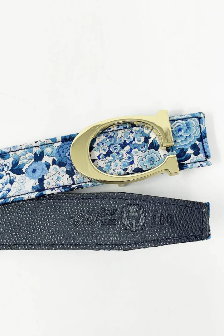 CINTURA ALPHABET STYLE REVERSIBILE LIBERTY FABRICS/BLU