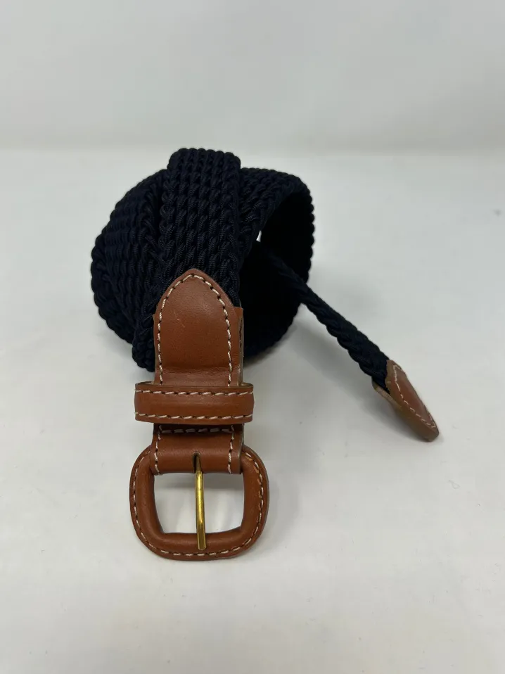 CINTURA ELASTICO BLU FIBBIA IN PELLE CUOIO G1893