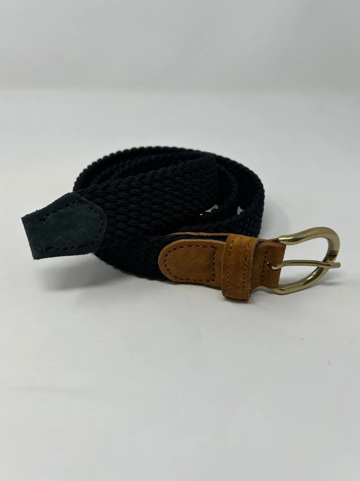 CINTURA ELASTICO G1893 BLU PUNTALE SUEDE BEIGE