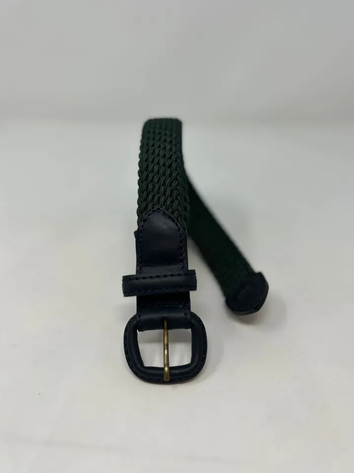CINTURA ELASTICO VERDE FIBBIA IN PELLE BLU G1893
