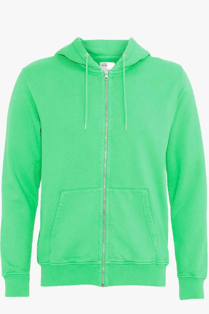 COLORFUL STANDARD FELPA ZIP COTONE ORGANICO SPRING GREEN