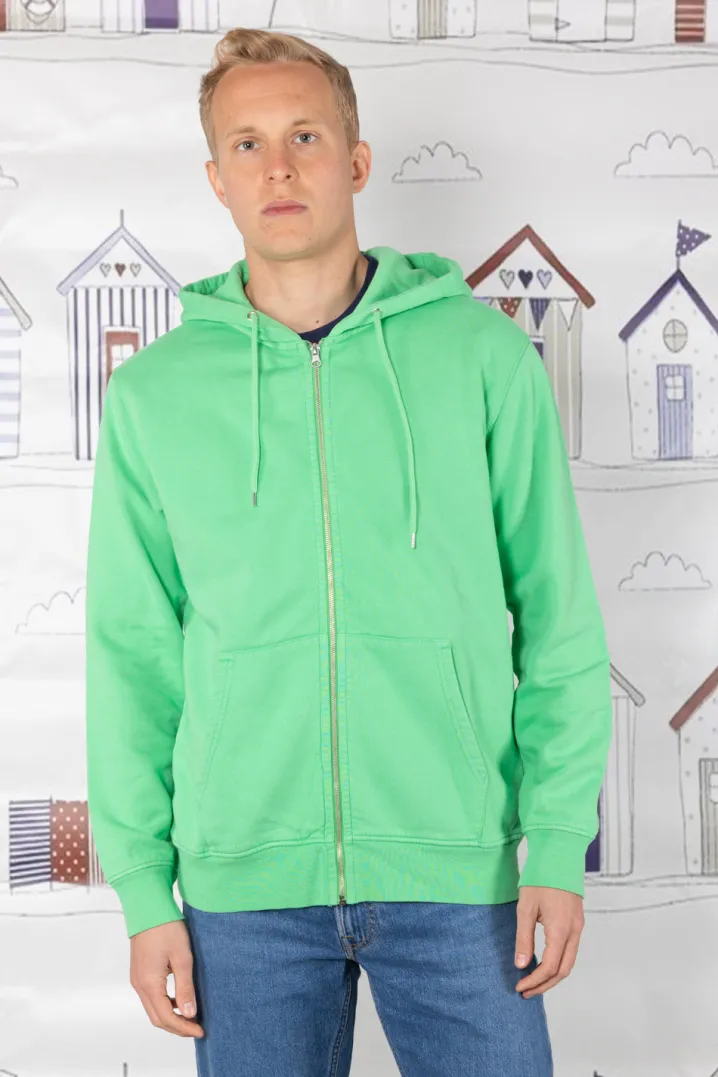 COLORFUL STANDARD FELPA ZIP COTONE ORGANICO SPRING GREEN