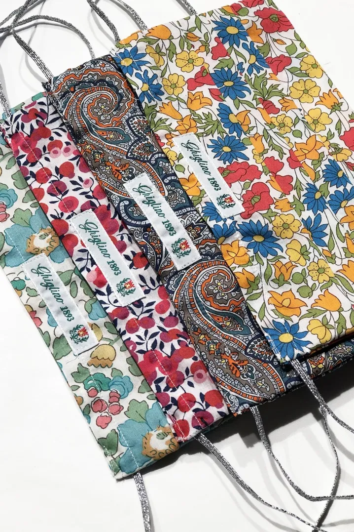 COVER PER MASCHERINA LIBERTY FABRIC LUREX SILVER DETAILS