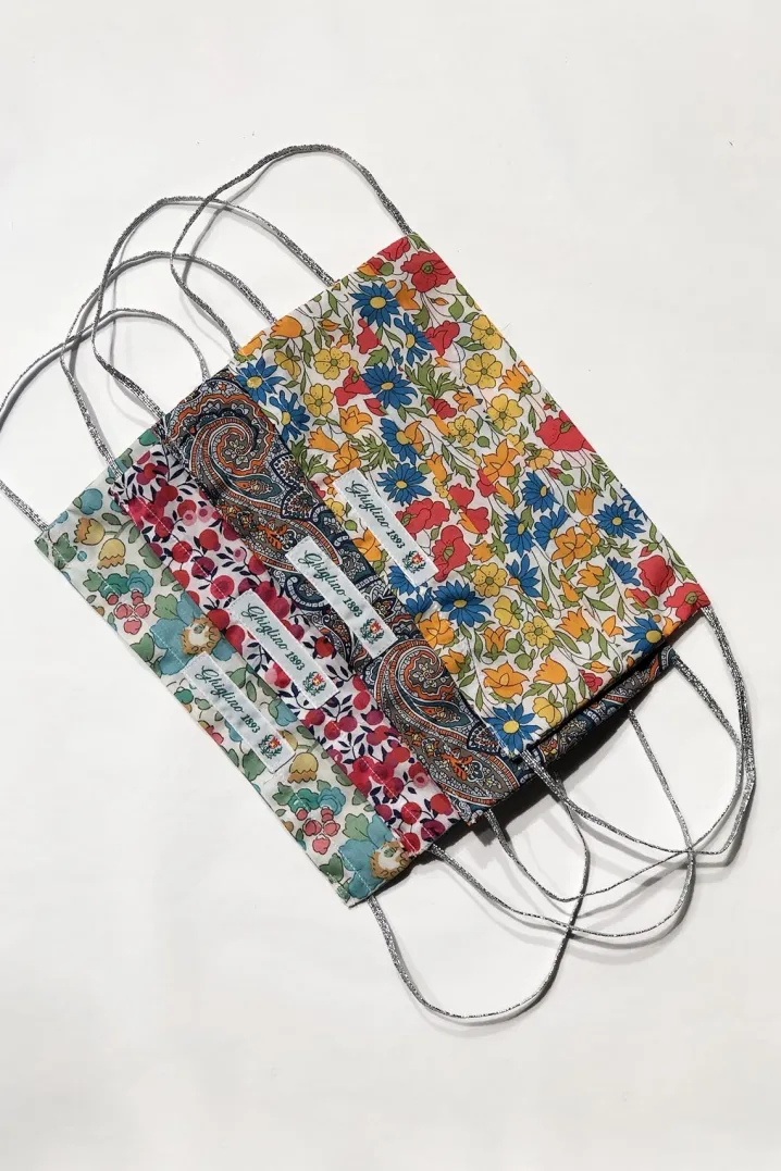 COVER PER MASCHERINA LIBERTY FABRIC LUREX SILVER DETAILS