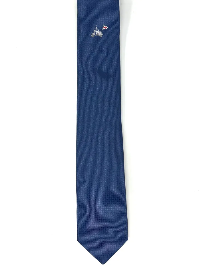 CRAVATTA BLU CON VESPA E BANDIERA