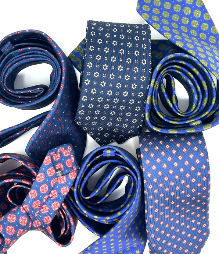 CRAVATTA BLU DISEGNO ROMBO BORDEAUX