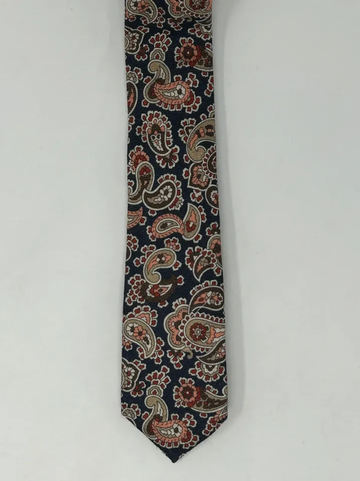 CRAVATTA IN LANA DISEGNO CASHMERE BLU