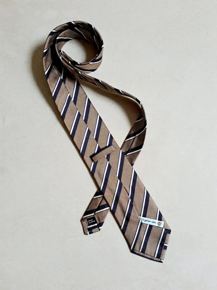 CRAVATTA REGIMENTAL BEIGE BLU ECRU'