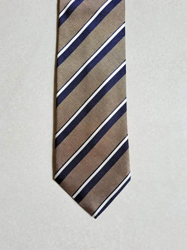 CRAVATTA REGIMENTAL BEIGE BLU ECRU'