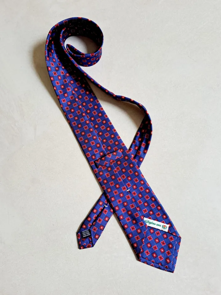 CRAVATTA SETA FOULARD MOTIVO FLOREALE BLUETTE ROSSO