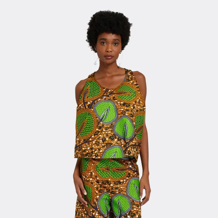 endelea TOP SENZA MANICHE AFRICAN WAX