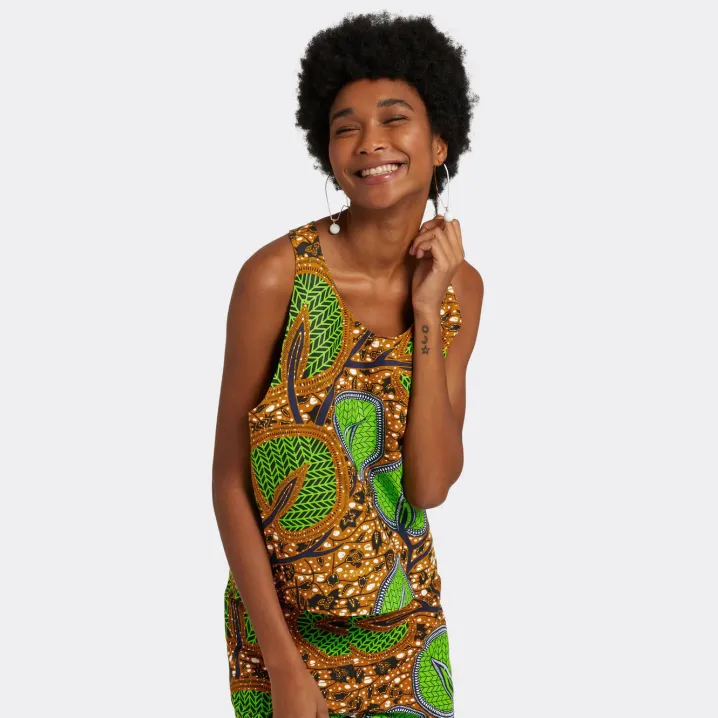 endelea TOP SENZA MANICHE AFRICAN WAX