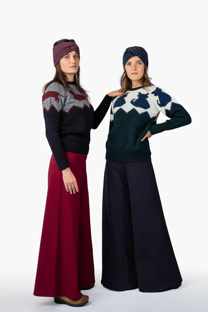 ERIBE' SCOTLAND FASCIA TURBANTE SCOTTISH FAIR ISLE CASHMERE