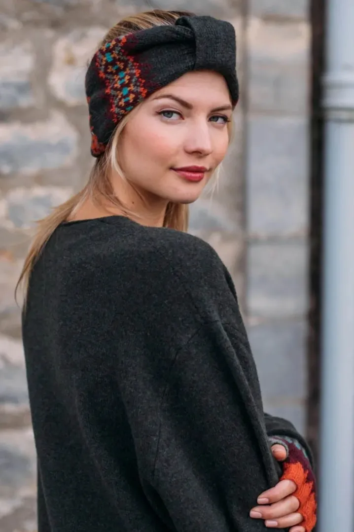 ERIBE' SCOTLAND FASCIA TURBANTE SCOTTISH FAIR ISLE CASHMERE