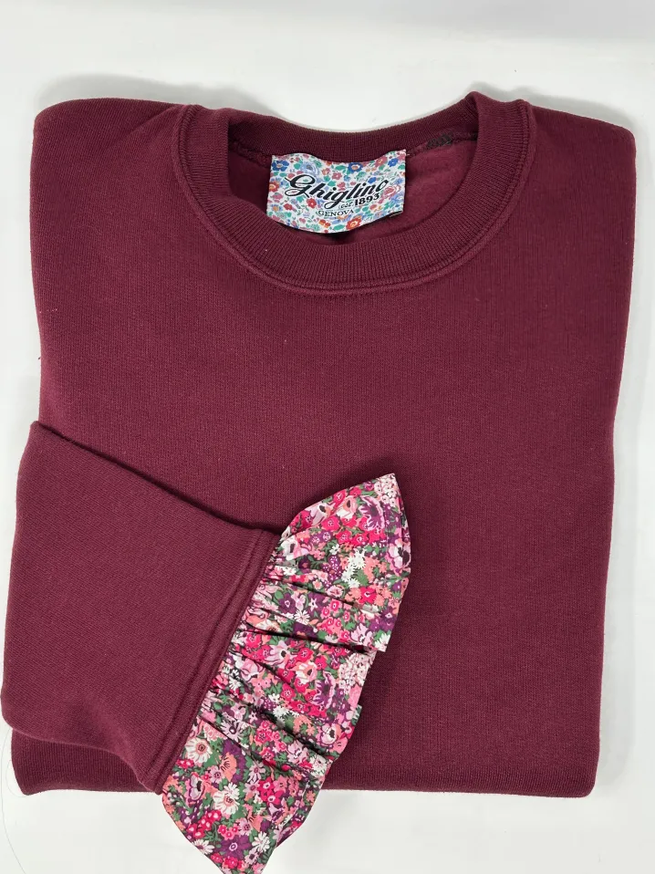 FELPA BUFFY BORDEAUX POLSI MAXI ROUCHES LIBERTY FABRIC