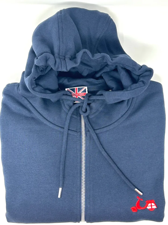 FELPA CON CAPPUCCIO E ZIP BLU CON VESPA SCOCCA GENOVA