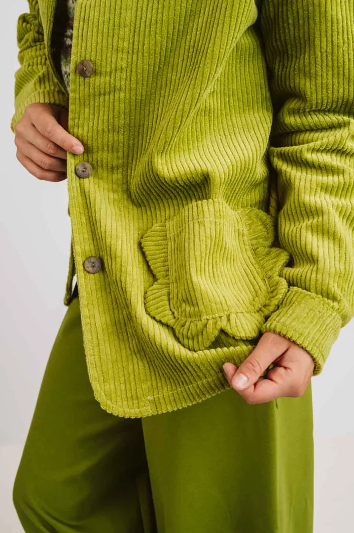 GIACCA DEL CAMALLO “LADY" VELLUTO A COSTE TASCHE SMERLO VERDE PISTACCH