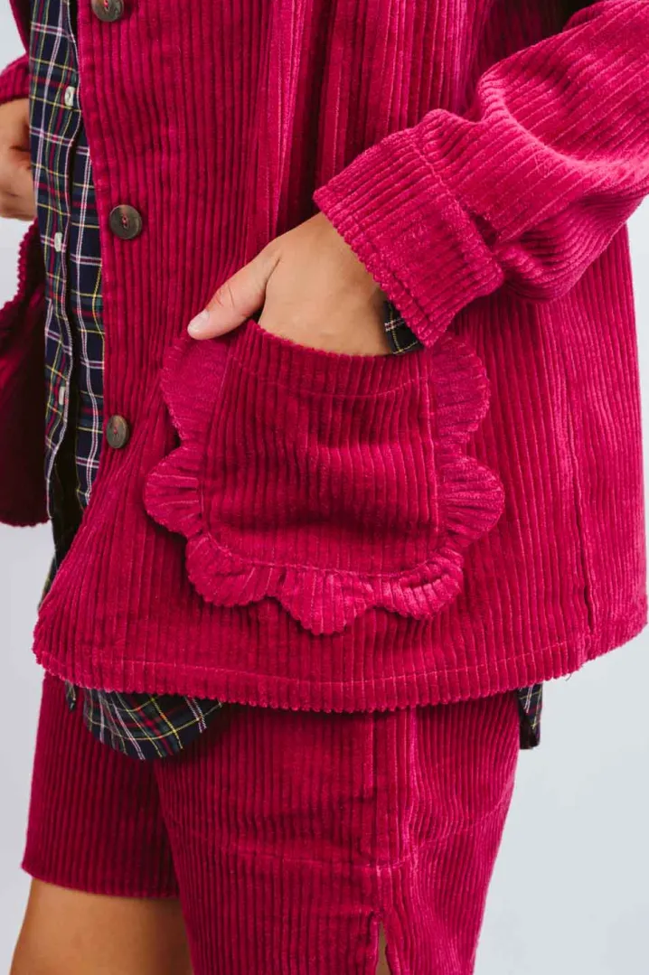 GIACCA DEL CAMALLO “LADY" VELLUTO A COSTE TASCHE SMERLO FUXIA