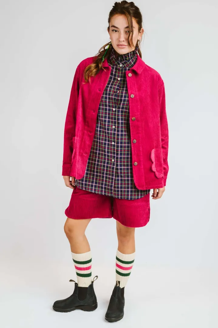 GIACCA DEL CAMALLO “LADY" VELLUTO A COSTE TASCHE SMERLO FUXIA