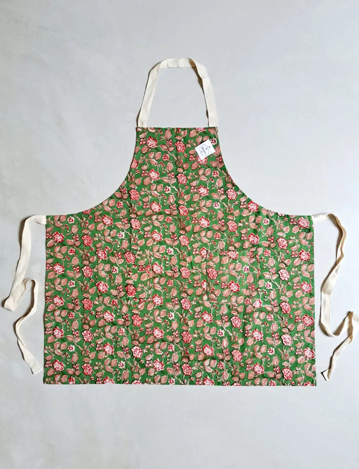 GREMBIULE JAIPUR HANDMADE INDIAN PRINT VERDE