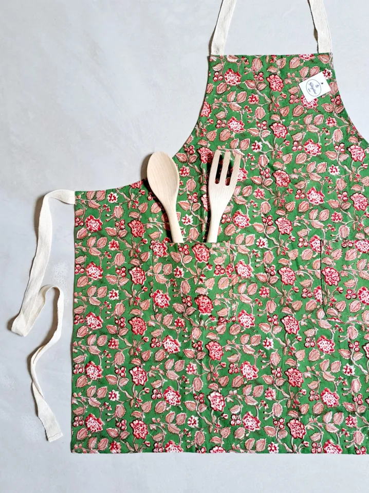 GREMBIULE JAIPUR HANDMADE INDIAN PRINT VERDE