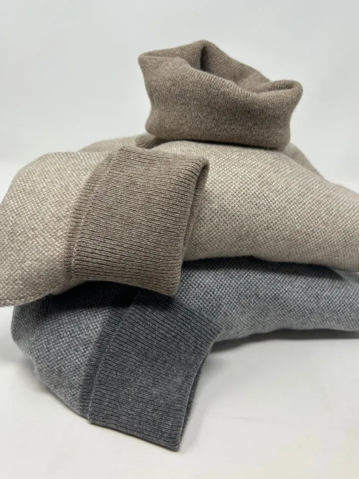 MAGLIONE COLLO ALTO "sale e pepe" 100% PURO CASHMERE