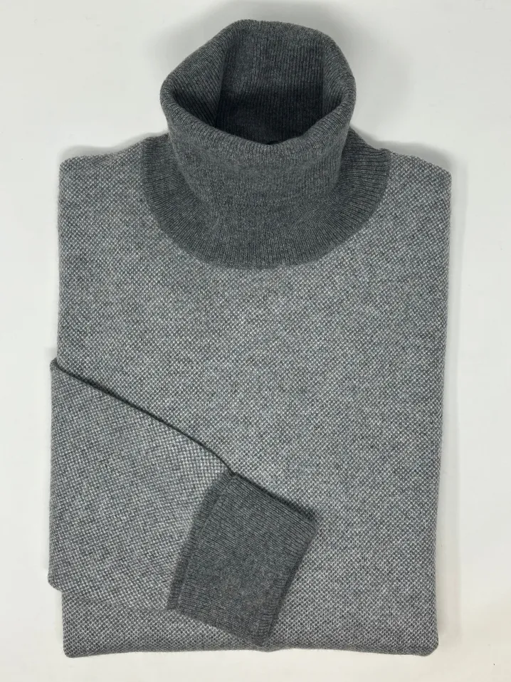 MAGLIONE COLLO ALTO "sale e pepe" 100% PURO CASHMERE