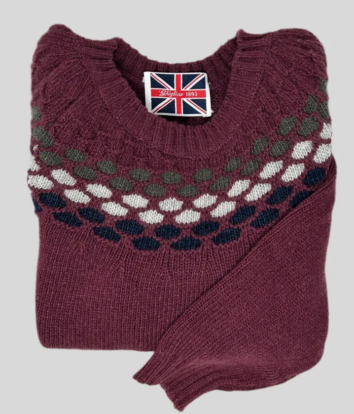 MAGLIONE GIROCOLLO POIS FIRE ISLE BORDEAUX