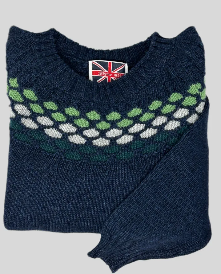 MAGLIONE GIROCOLLO POIS FIRE ISLE BLUE