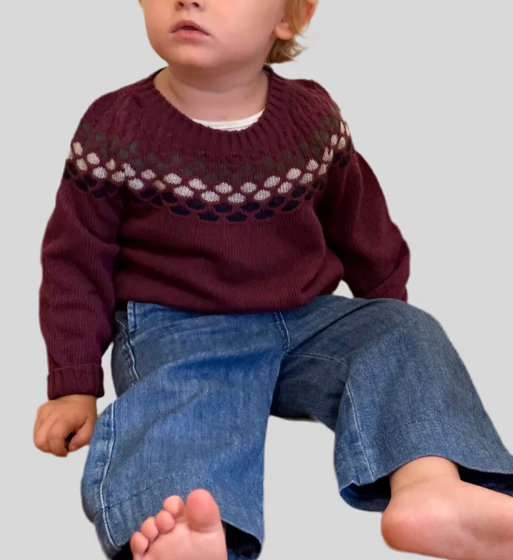 MAGLIONE GIROCOLLO POIS FIRE ISLE BORDEAUX