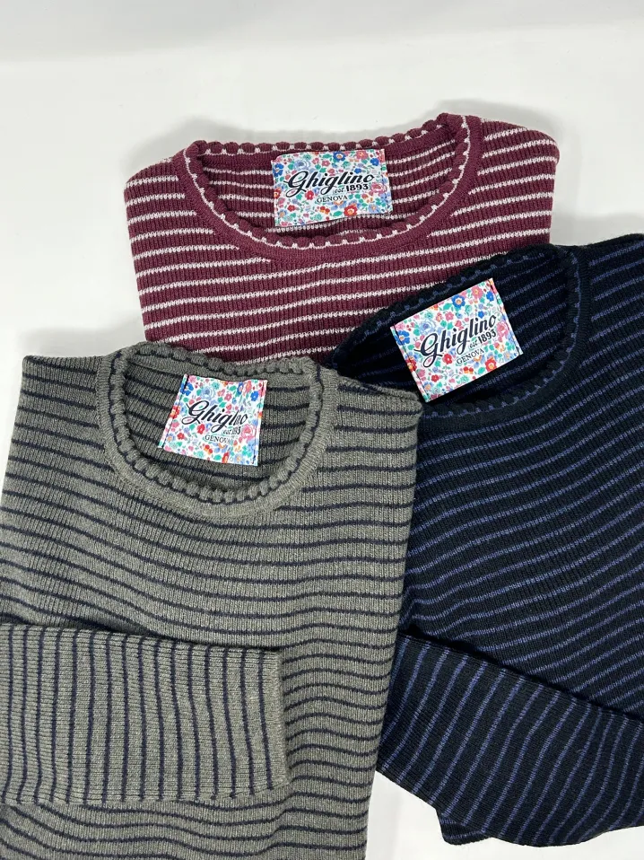 MAGLIONE PRISCILLA MILLERIGHE DETTAGLIO COLLO SMERLATO
