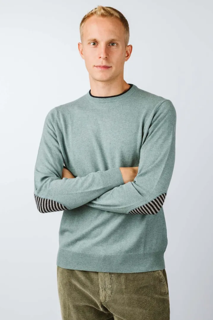 MAGLIONE "CARL" GIROCOLLO LEGGERO CON TOPPA RIGA