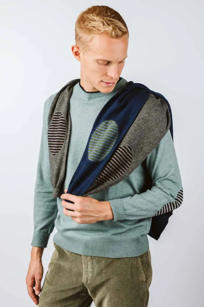 MAGLIONE "CARL" GIROCOLLO LEGGERO CON TOPPA RIGA