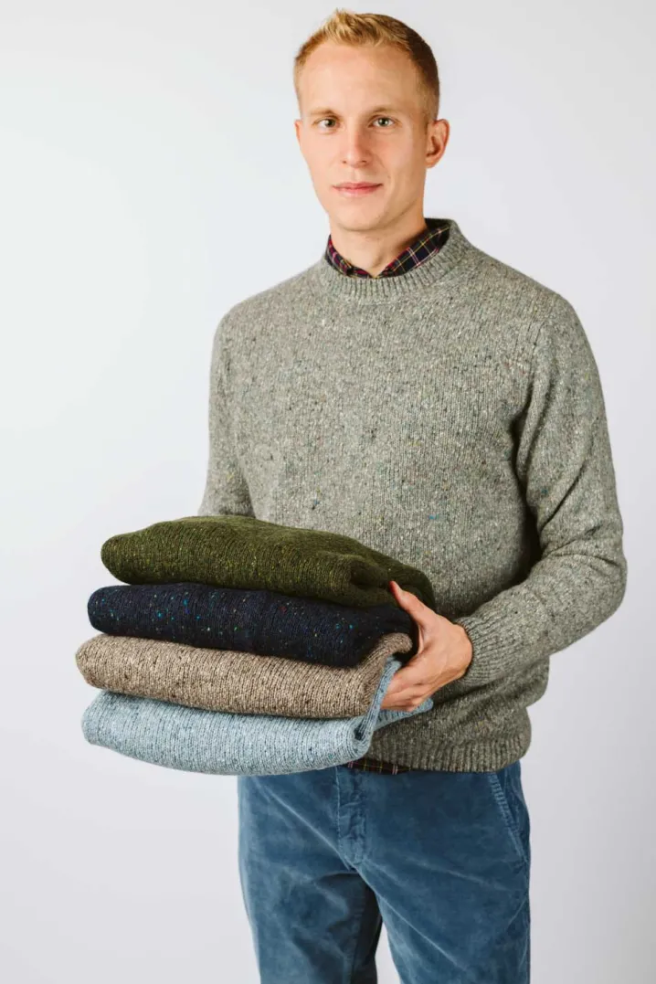 MAGLIONE "PIETRO" TWEED GIROCOLLO