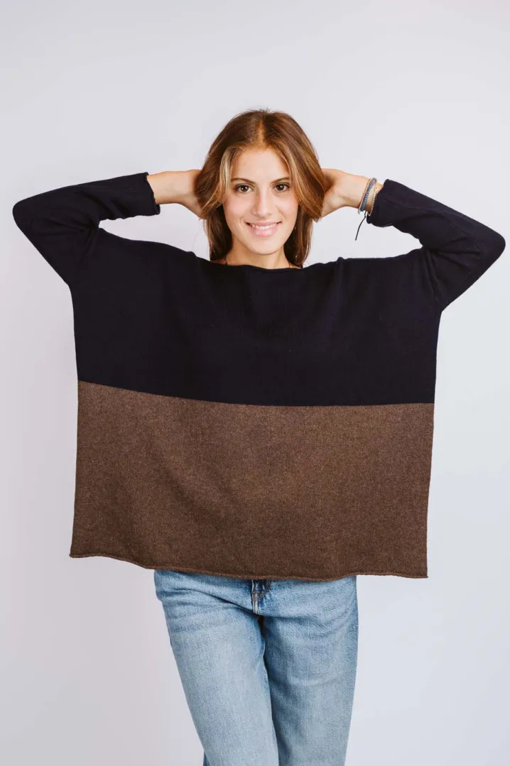 MAGLIONE "SILVIA" OVER SCATOLETTA BICOLOR