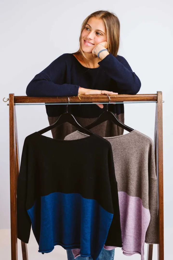 MAGLIONE "SILVIA" OVER SCATOLETTA BICOLOR