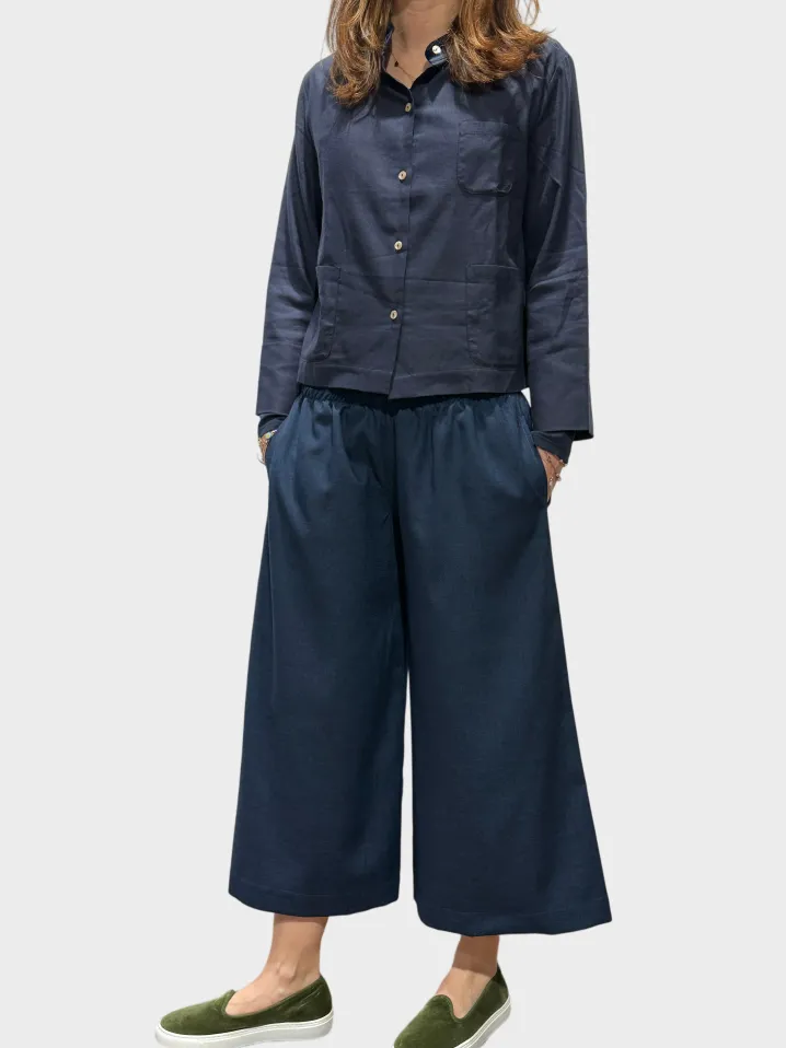 PANTALONE CROPPED COMFY "THEA" BLU