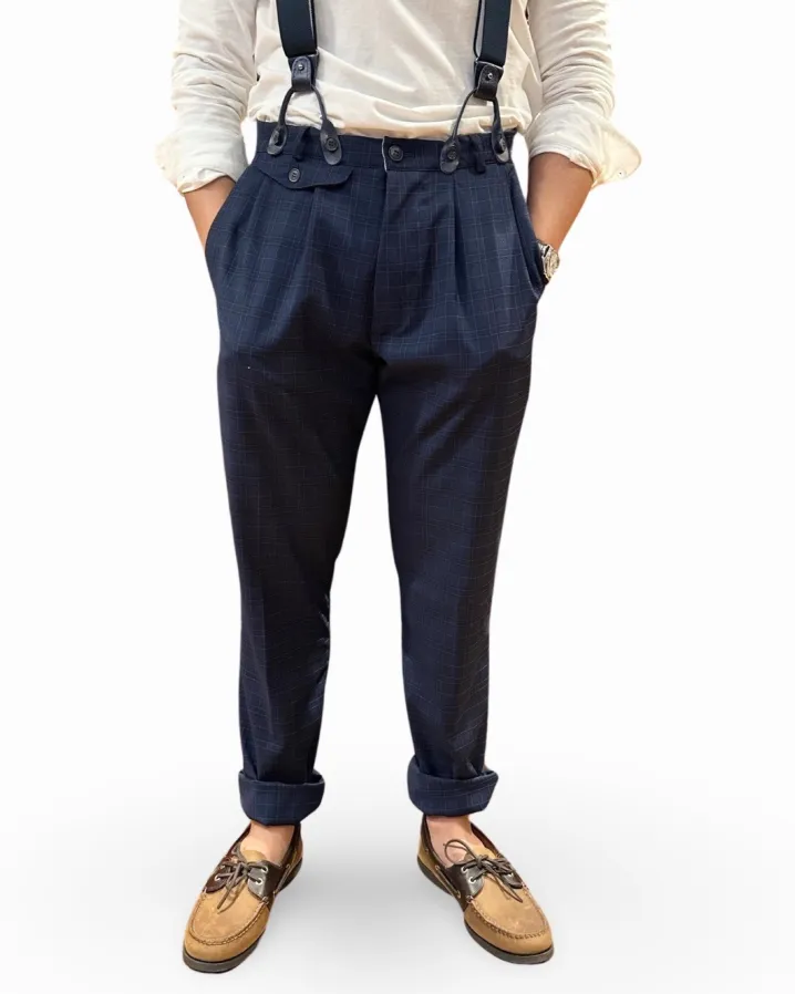 PANTALONE "HENRY" PRINCIPE DI GALLES BLU