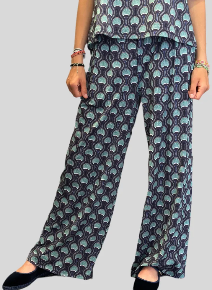 PANTALONI “ALEXIA” STAMPA PAVONE