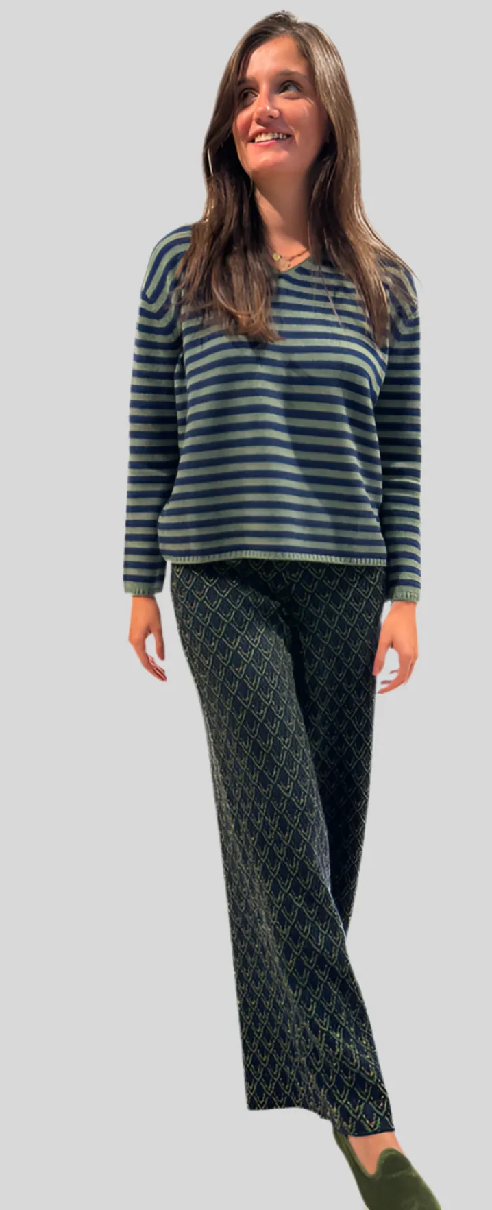PANTALONI “MARY” PALAZZO FANTASIA DETTAGLI LUREX