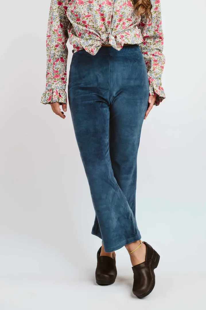 PANTALONI "NINA" TROMBETTA CORTO VELLUTO LISCIO