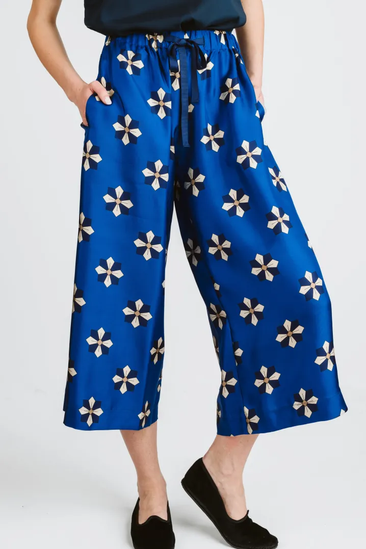 PANTALONI THEA SETA FLOWERS