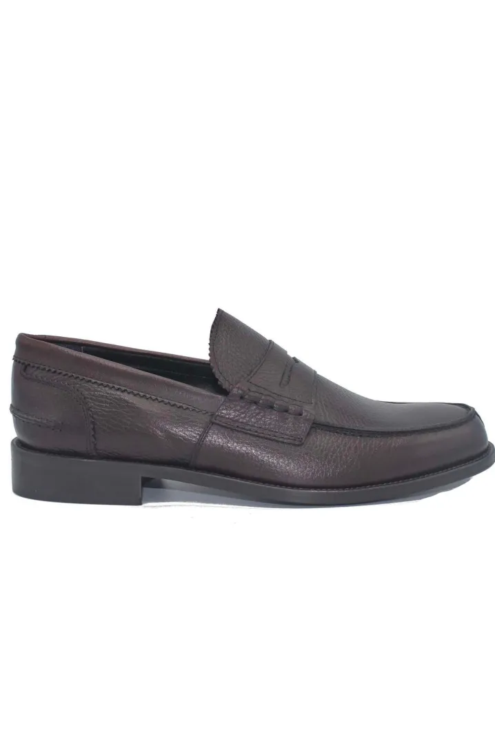 PENNY LOAFER PELLE MARTELLATA MARRONE SAXONE OF SCOTLAND