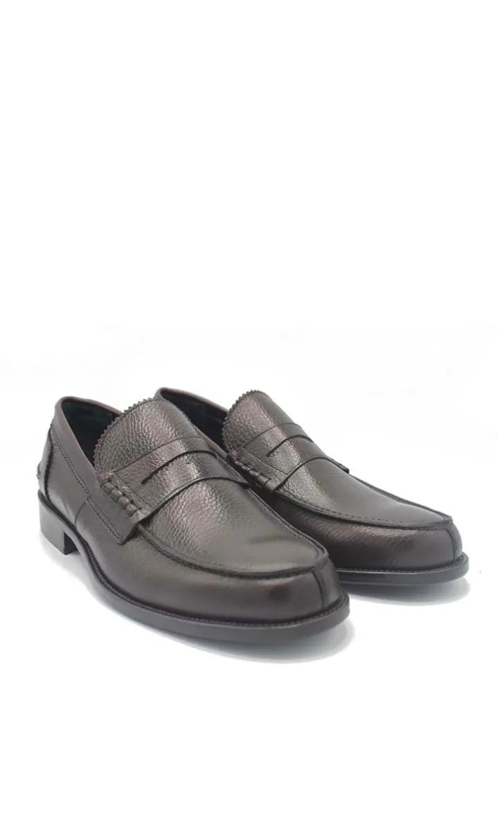 PENNY LOAFER PELLE MARTELLATA MARRONE SAXONE OF SCOTLAND