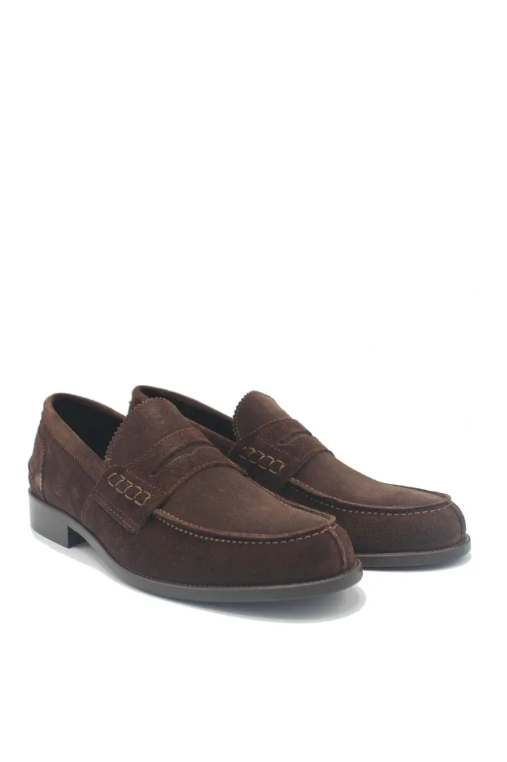 PENNY LOAFER SCAMOSCIATO MARRONE SCURO SAXONE OF SCOTLAND