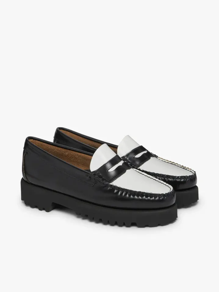 PENNY LOAFERS PLATEAU 90S BLACK & WHITE NAPPINA G.H.BASS WEEJUNS.
