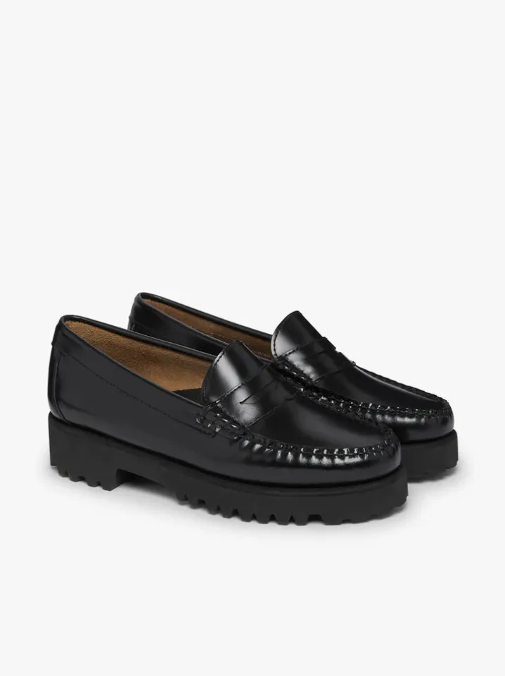 PENNY LOAFERS PLATEAU 90S BLACK NAPPINA G.H.BASS WEEJUNS.