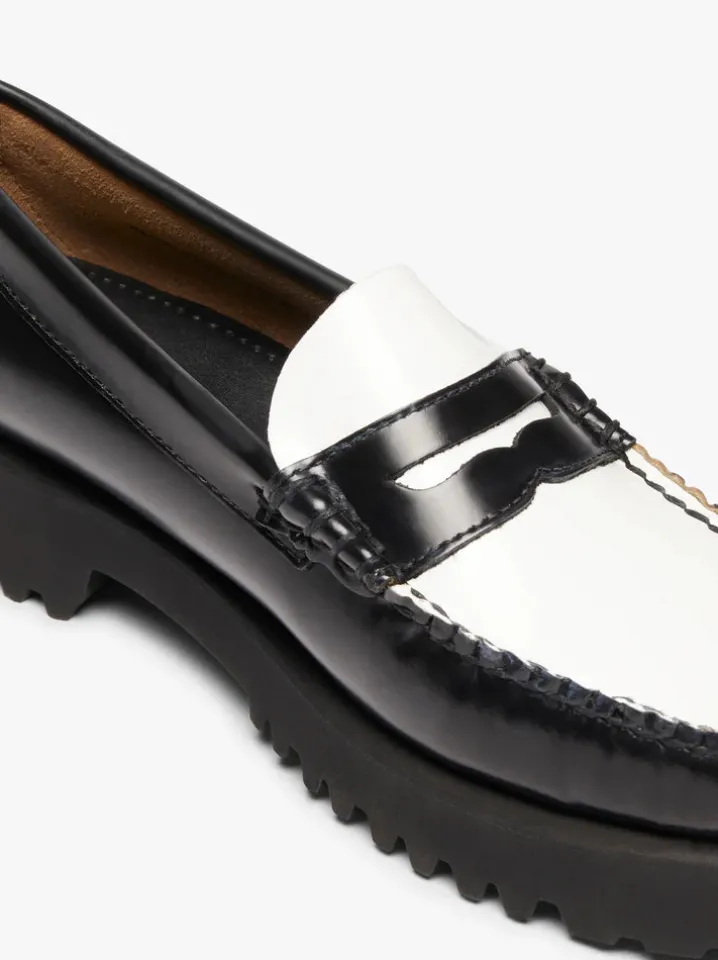 PENNY LOAFERS PLATEAU 90S BLACK & WHITE NAPPINA G.H.BASS WEEJUNS.