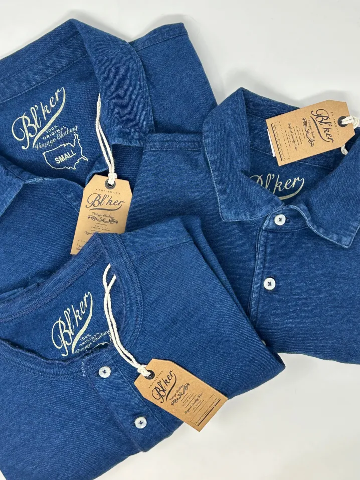 POLO BL'KER VINTAGE INDIGO JERSEY CON BOTTONI