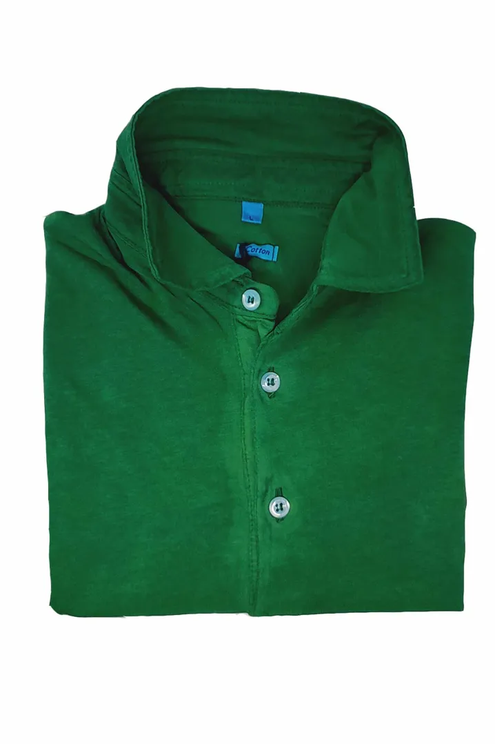 POLO POLSINO CAMICIA jersey light VERDE BANDIERA